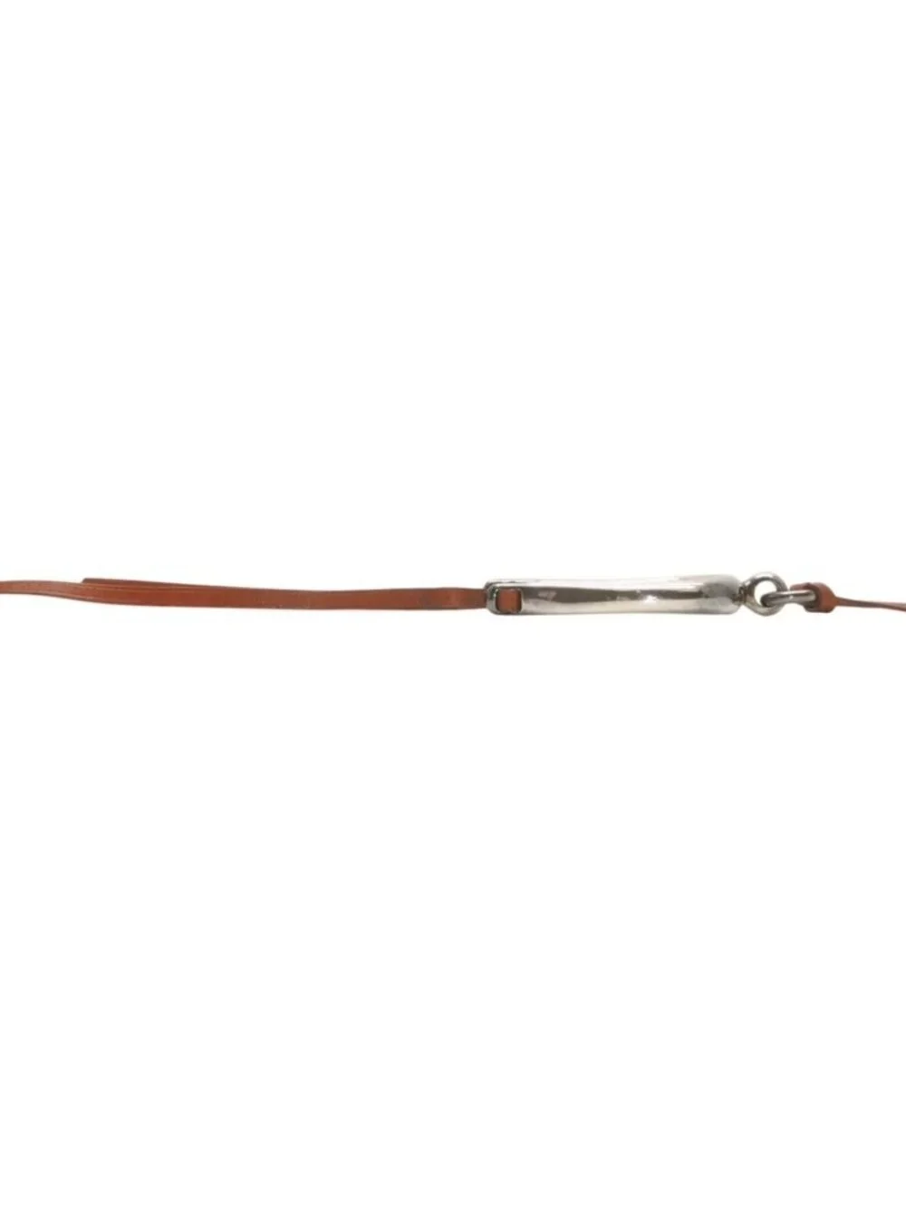 Hermes Leather Necklace Choker Horse Tackle Brown String Silver